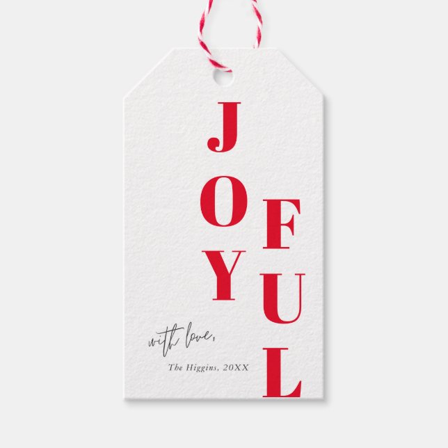 Modern Glädjerik Jul & Vit Julfirande Presentetikett (Framsidan)