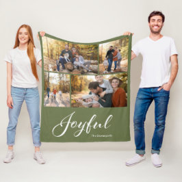 Modern Glädjerik Skrift Familj Anpassad Foto Fleecefilt