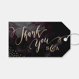 Modern glam black faux guld calligraphy, tack presentetikett