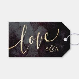 Modern glam black faux guld glitter calligraphy presentetikett