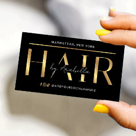 Modern Glam Black & Gold Chic Hair Stylist Salon Visitkort