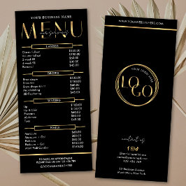 Modern Glam Black Gold Spa Beauty Salon Price List Reklamkort