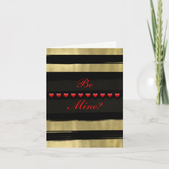 Modern Glam Black & Guld Red Hearts Valentine Helgkort (Framsida)