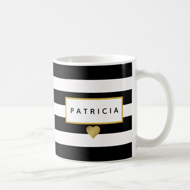 Modern Glam Black Rand Metallic Guld eart Kaffemugg (Höger)