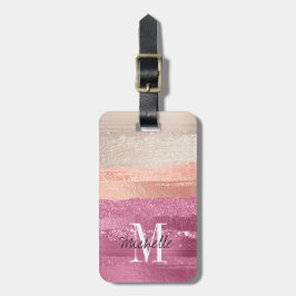 Modern Glam Brush Glitter  Shock rosa Monogram Bagagebricka