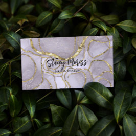 Modern Glam Chic QR Code Guld Abstrakt Script Visitkort