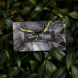 Modern Glam Chic QR Code Guld Black & White Visitkort