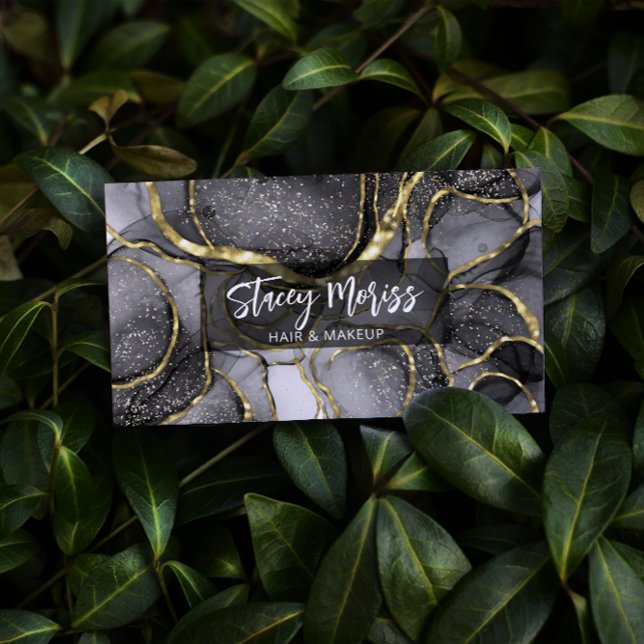 Modern Glam Chic QR Code Guld Black & White Visitkort (Skapare uppladdad)