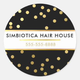 MODERN GLAM CONFETTI polka dot faux guld black Runt Klistermärke