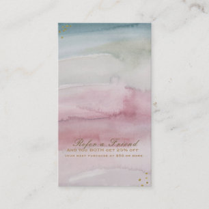 Modern Glam Drömmig Watercolor Guld Referera en Vä Rabattkort