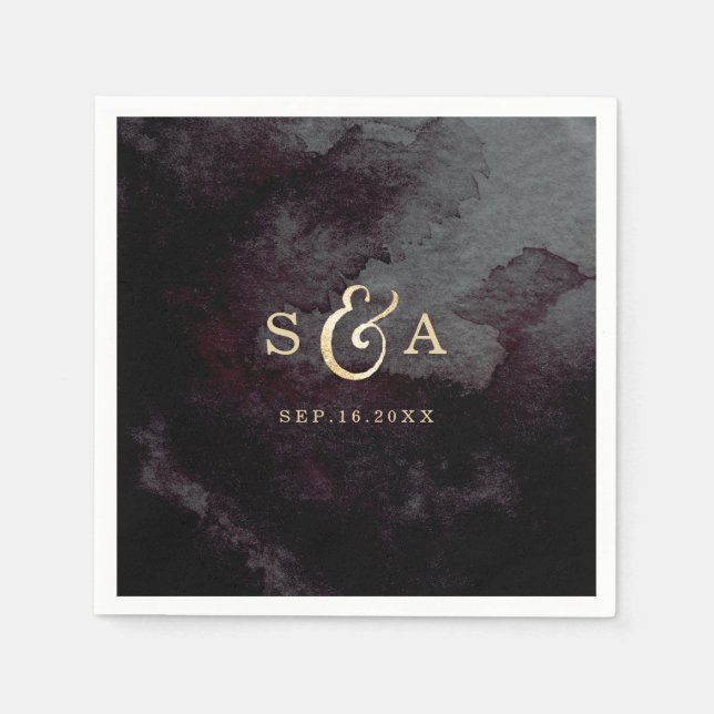 Modern glam faux guld glitter calligraphy monogram pappersservett (Framsidan)