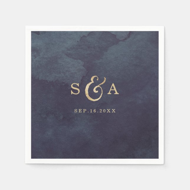 Modern glam faux guld glitter calligraphy monogram pappersservett (Framsidan)