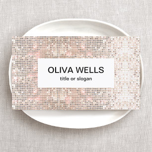 Modern Glam Faux Silver Sequin Visitkort
