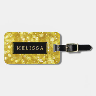 Modern Glam Guld bokeh Glitter Black-accent Bagagebricka