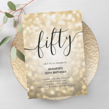 Modern Glam Guld Glitter Ljus 50:e födelsedagen