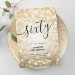 Modern Glam Guld Glitter Ljus 60:e födelsedagen Inbjudningar<br><div class="desc">Elegant Glam Guld Glitter Ljus 60:e födelsedagsskriptinbjudan med mousserande ljus och modernt typografi.</div>