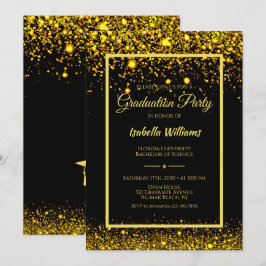 Modern Glam Guld Glitter Studentfest Inbjudningar