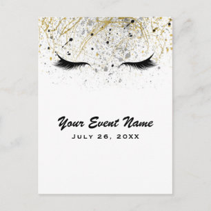 Modern Glam Guld Silver Black Eyelash Beauty Vykort
