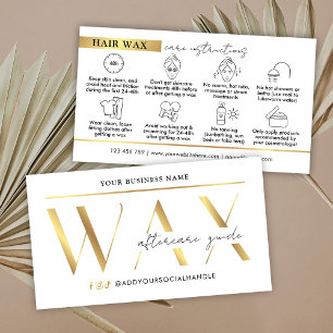 Modern Glam Guld Waxing Aftercare Instructions Visitkort