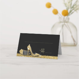 Modern Glam High Heel Shoes från Guld Glitter Placeringskort