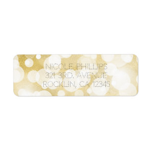 Modern Glam-inbjudan till Golden Ljus Guld Glam Returadress Etikett