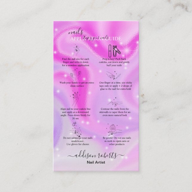 Modern Glam Iridescent Nagel Application Guide Bu Visitkort (Framsida)