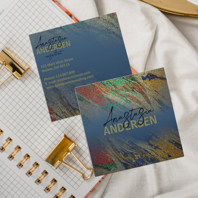 Modern Glam Luxury Snyggt Abstrakt Glitter Fyrkantigt Visitkort (Skapare uppladdad)