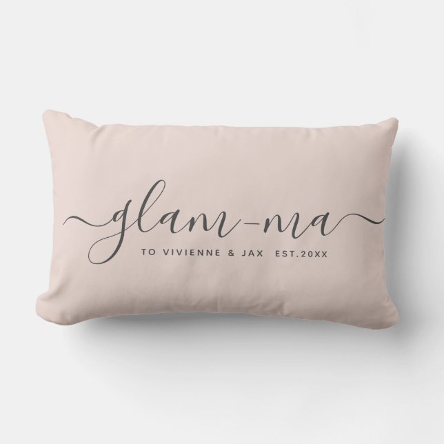 Modern Glam-morsa Chic  Script Roligt  Rosa Grandm Lumbarkudde (Framsida)