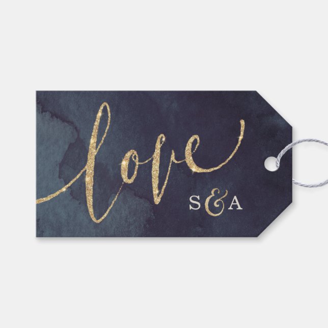 Modern glam night faux guld glitter calligraphy presentetikett (Framsidan (Horisontell))