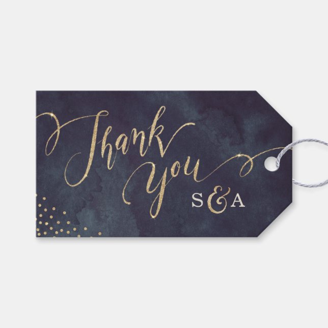 Modern glam night faux guld glitter calligraphy presentetikett (Framsidan (Horisontell))