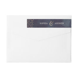 Modern glam night faux guld glitter monogram etikettband