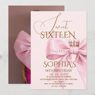 Modern Glam Pink Söt 16-års födelsedagsfest Inbjudningar