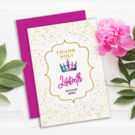 Modern Glam Prinsessa Tiara Konfetti Vattenfärg Tack Kort