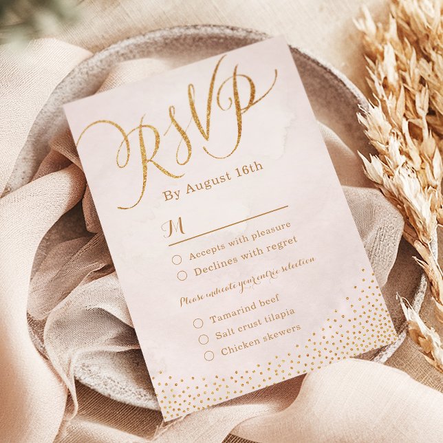 Modern glam  ro guld-kalligrafi-OSA OSA Kort (Modern glam blush rose gold calligraphy RSVP)