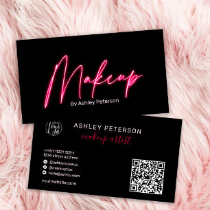Modern glam-rosa - nytt makeup-skript logotyp qr-k visitkort