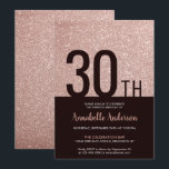 Modern Glam Rosa ros Guld Gnistra 30års födelsedag Inbjudningar<br><div class="desc">Gratulera till födelsedagsfirandet med den här Modern Glam Snyggt Rosa ros Glitter Guld,  Gnistra Birthday Card-inbjudan.</div>
