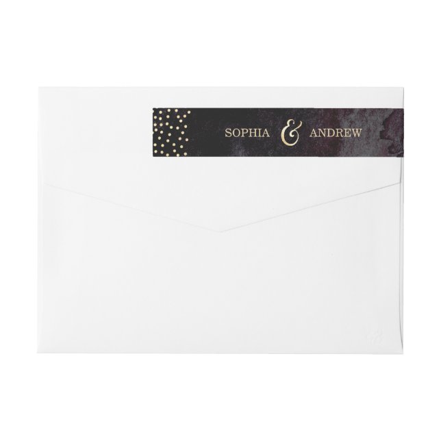 Modern glam, svart faux guld glitter etikettband (Baksidan)