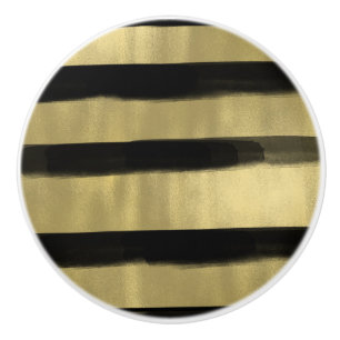 Modern Glam Svart & Guld Penseldrag Rand Chic Knopp