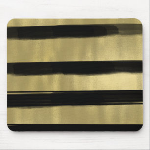 Modern Glam Svart & Guld Penseldrag Rand Chic Musmatta
