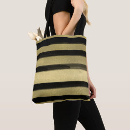 Modern Glam Svart & Guld Penseldrag Rand Chic Tygkasse