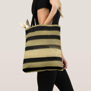 Modern Glam Svart & Guld Penseldrag Rand Chic Tygkasse
