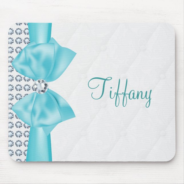 Modern Glam Teal Turcos Bow & Diamonds Musmatta (Framsidan)