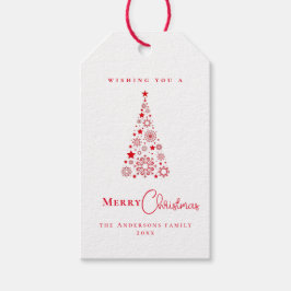 Modern Glam Trendig Red Julgran Presentetikett