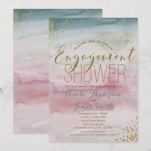 Modern Glam Watercolor Guld BRÖLLOPSBRUDSKAAP Inbjudningar