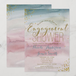 Modern Glam Watercolor Guld BRöllopsdusch Inbjudningar