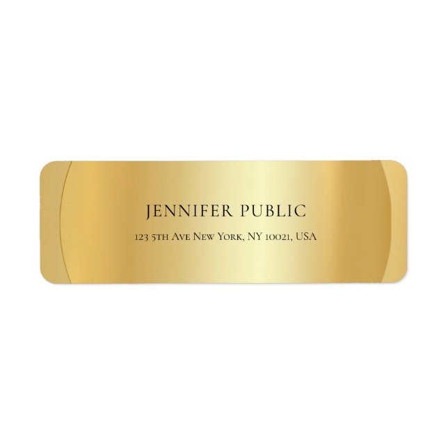 Modern Glamor Faux Guld Elegant Returadress Returadress Etikett (Framsidan)