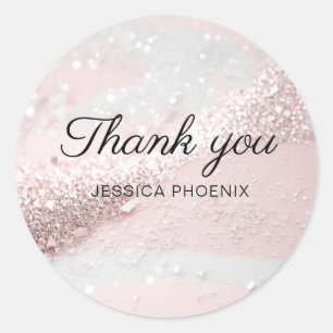 Modern Glamor Glitter Classic Round Sticker Runt Klistermärke