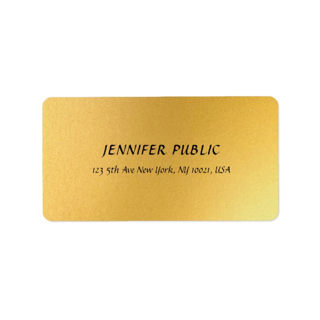 Modern Glamor Guld Elegant Golden Design Adress Adressetikett (Framsidan)