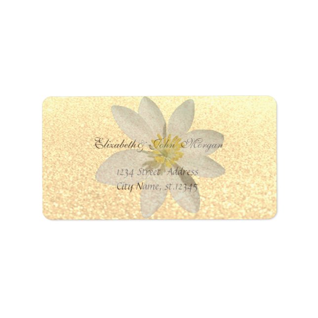Modern glamoral Chic Faux Guld Glittery,Daisy Adressetikett (Framsidan)