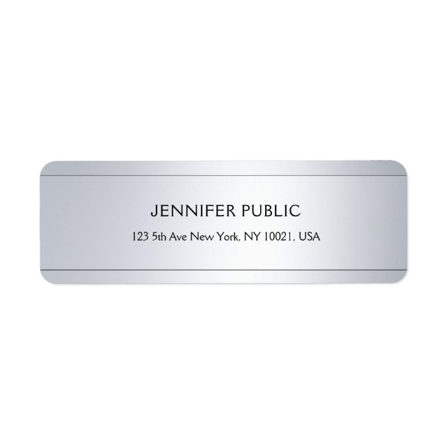 Modern Glamoral Silver Elegant Returadress Etikett (Framsidan)